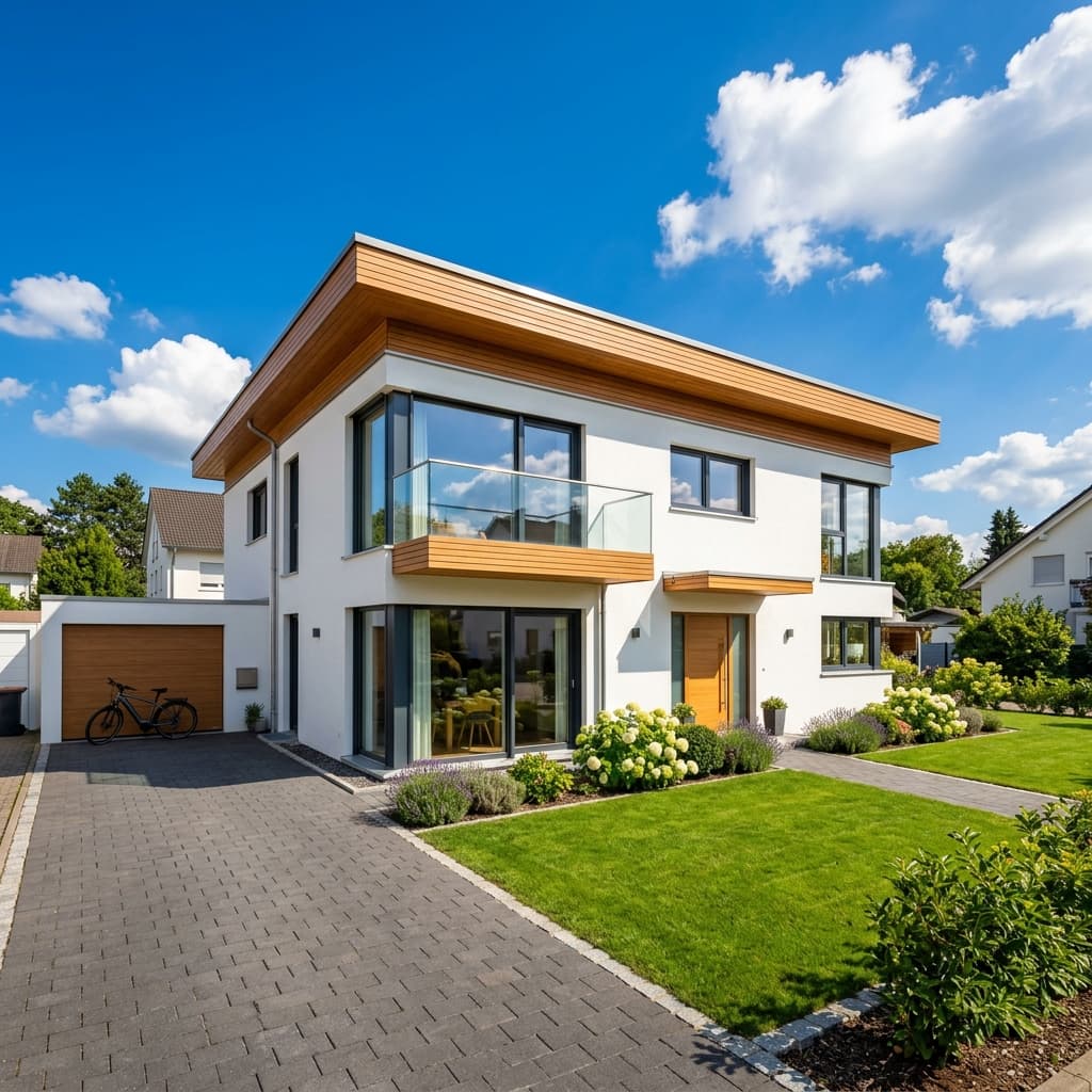 Haus mit blauem Himmel nach manueller Bildbearbeitung