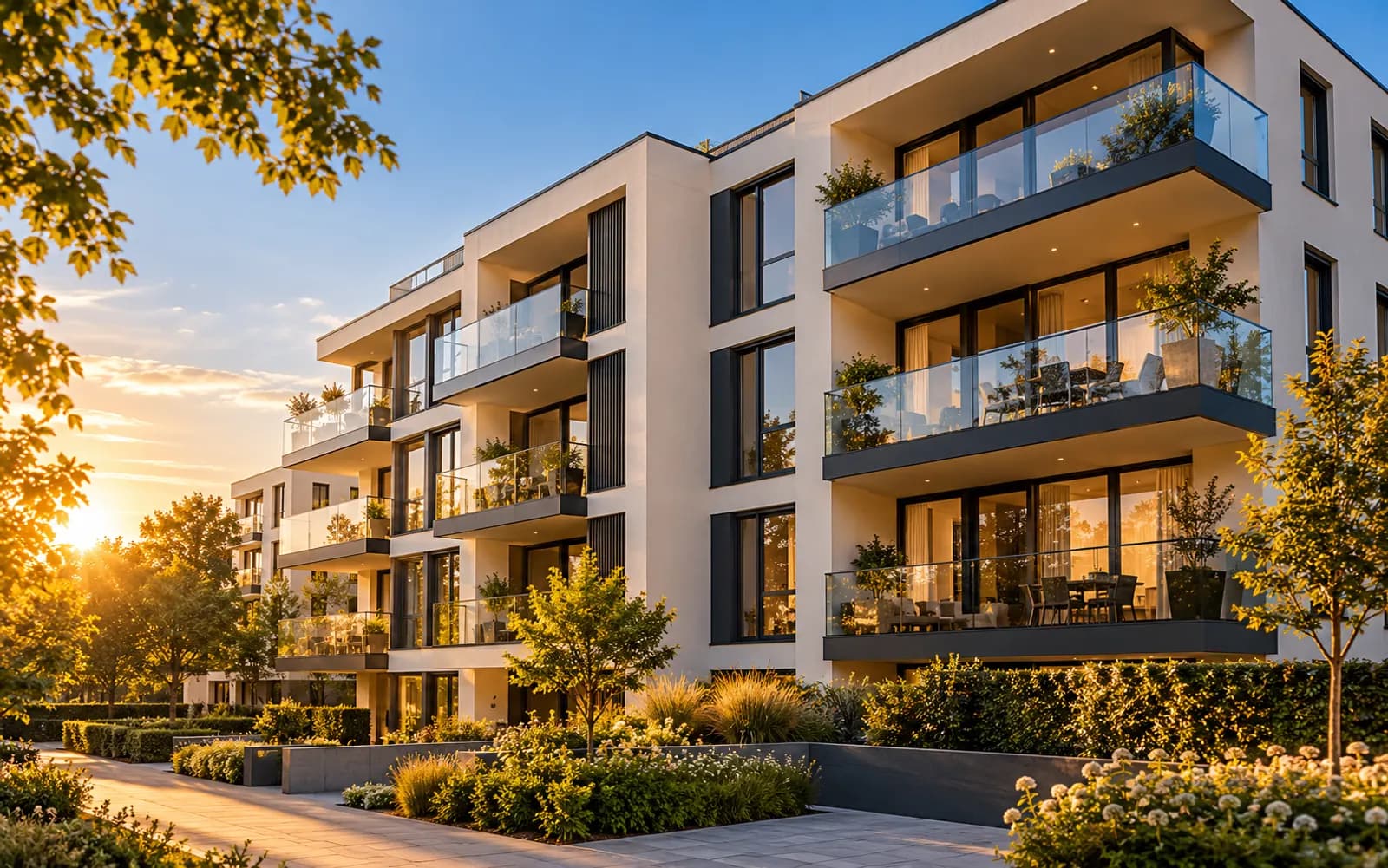 Virtuell modernisierte Fassade eines Mehrfamilienhauses