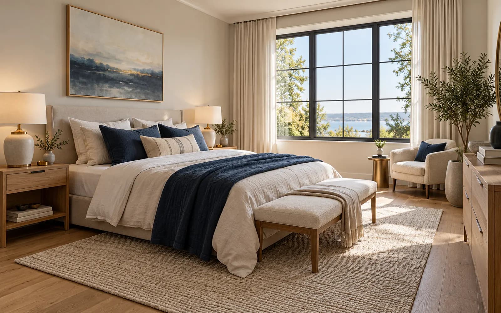 Virtuell eingerichtetes Schlafzimmer mit Doppelbett
