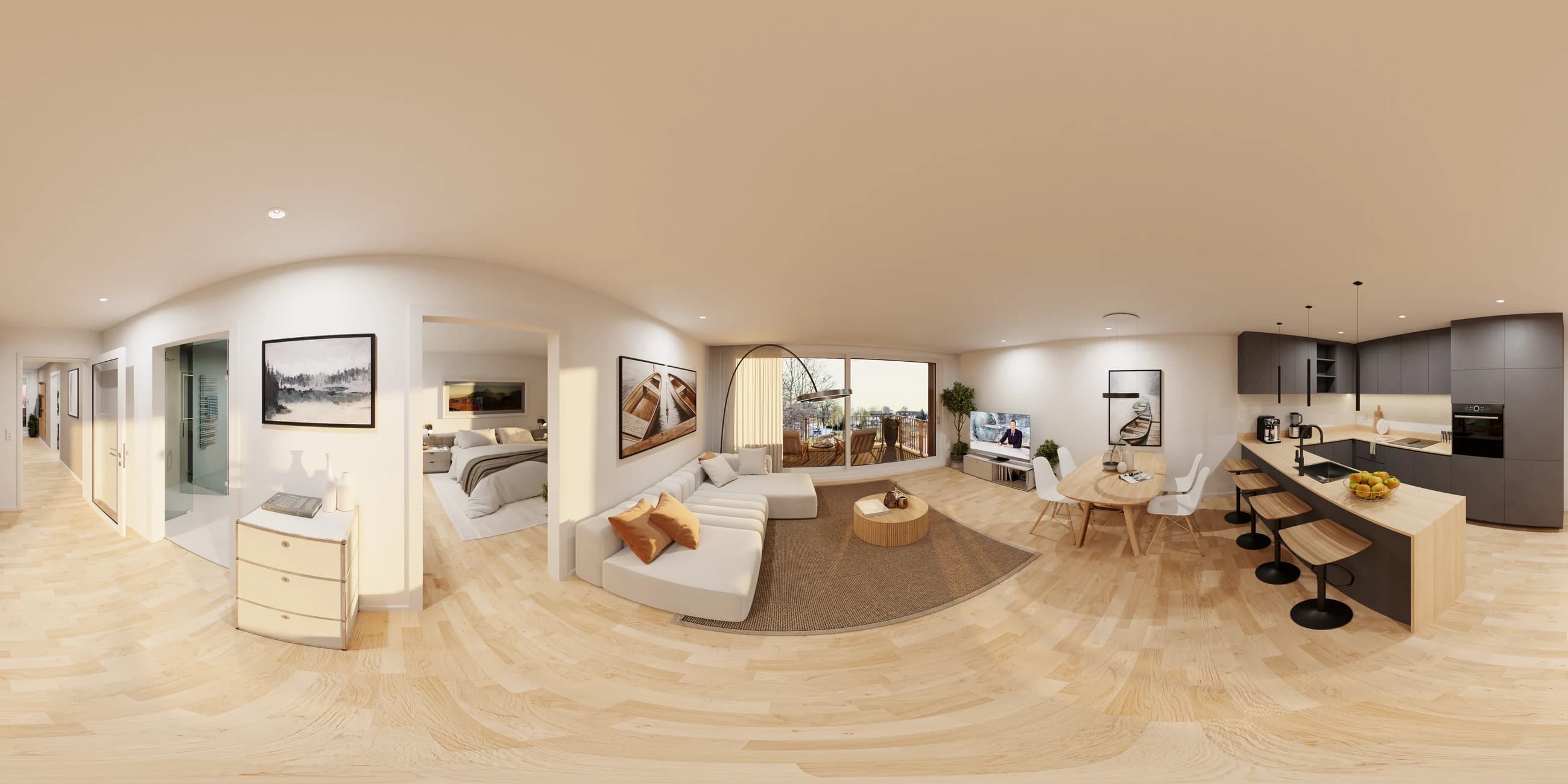 Virtuelles Office Staging Weimar – visualisierter Innenraum mit Möblierung