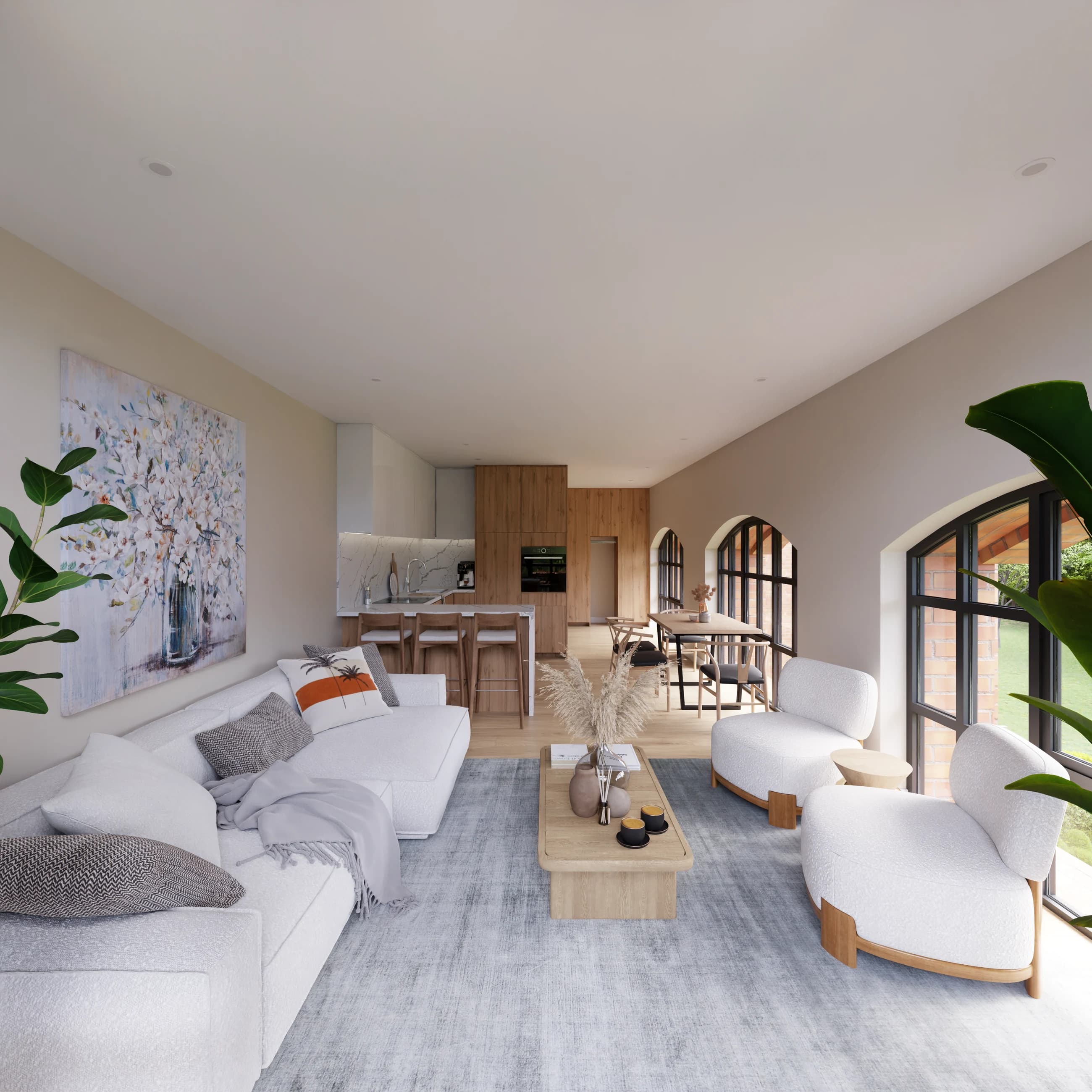 Virtuelles Office Staging Leipzig – visualisierter Innenraum mit Möblierung