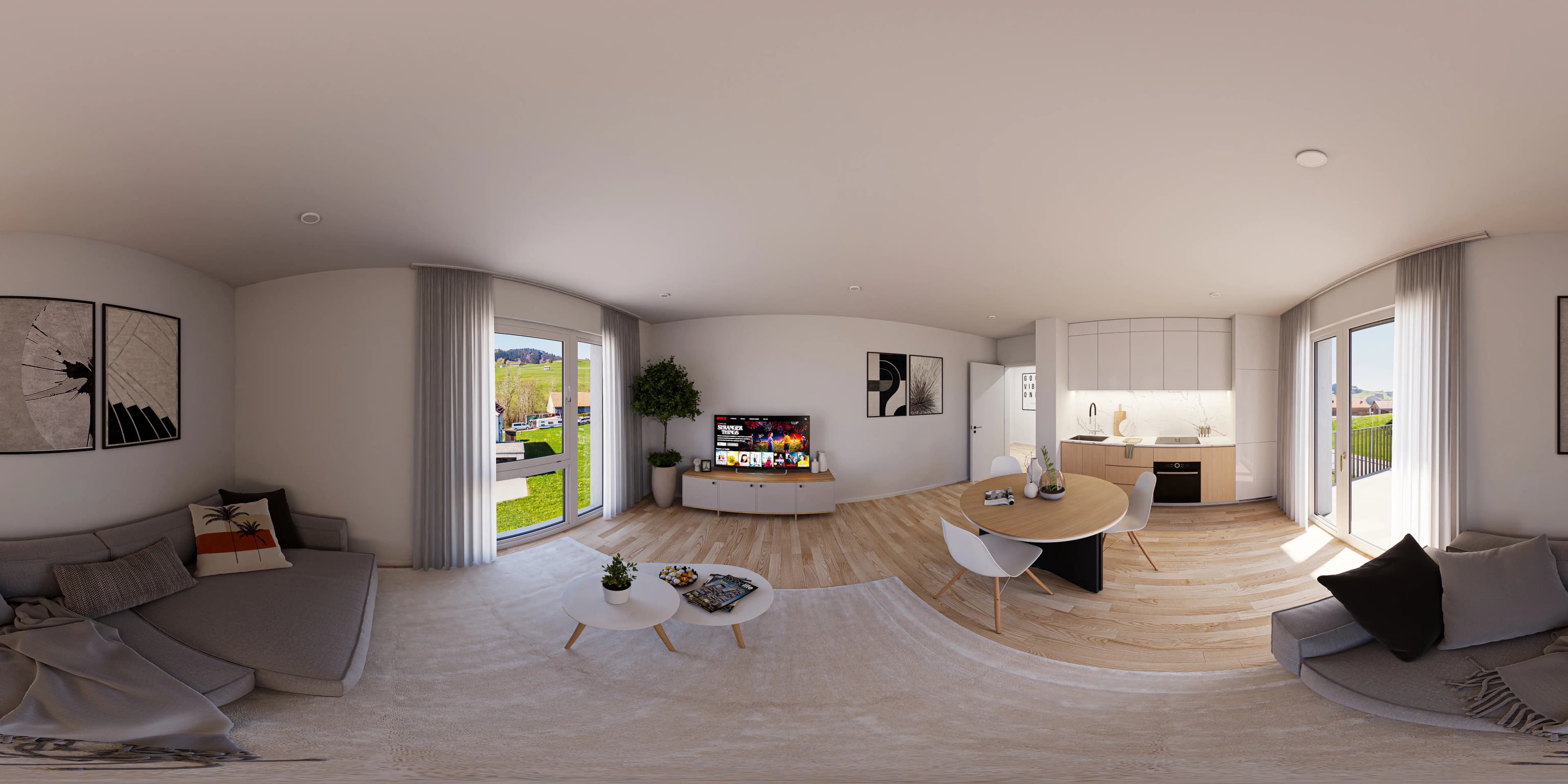 Virtuelles Home Staging Braunschweig – visualisierter Innenraum mit Möblierung