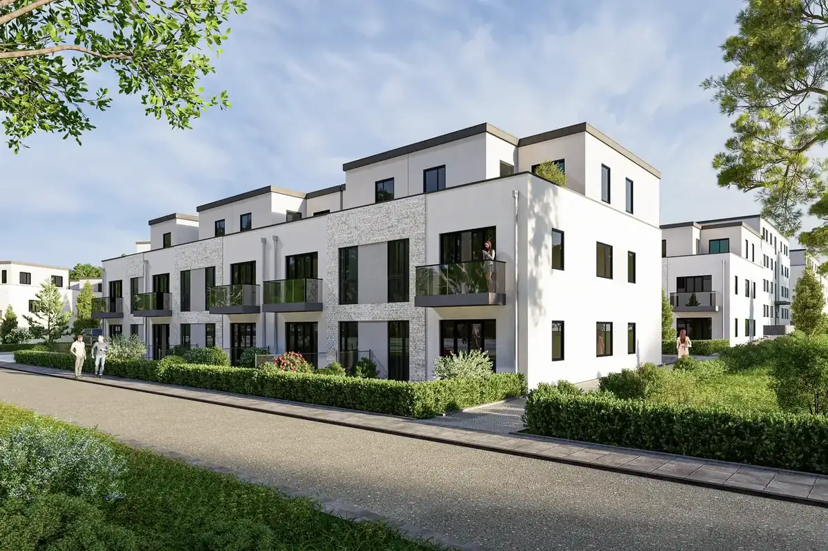 Immobilien Rendering Ehingen – Außenansicht einer visualisierten Wohnanlage