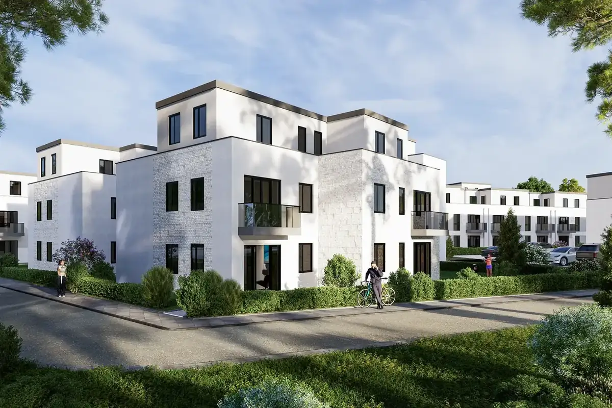 Immobilien Rendering Gettorf – Außenansicht einer visualisierten Wohnanlage