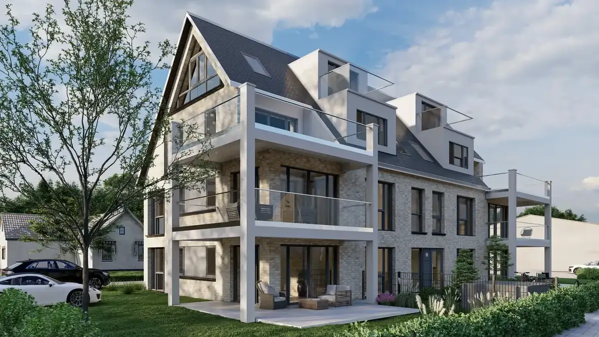 Immobilien Rendering Coesfeld – Außenansicht einer visualisierten Wohnanlage